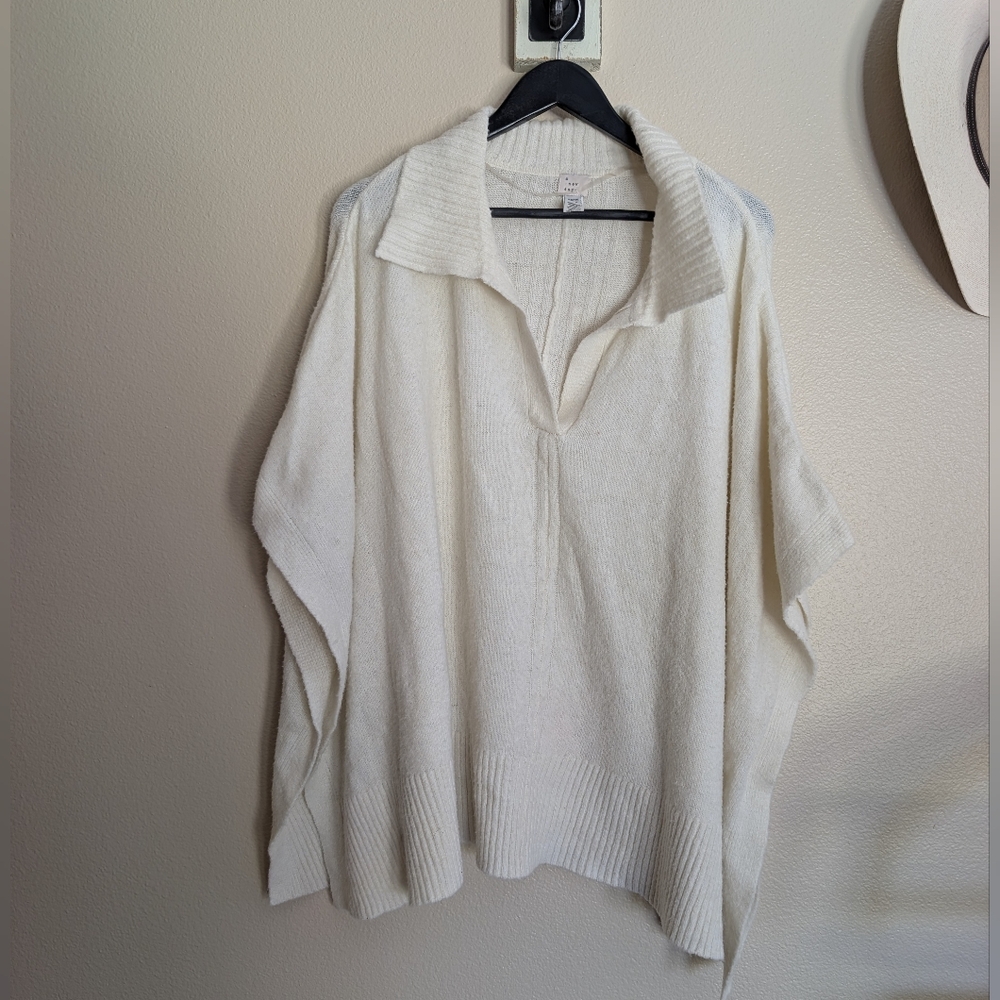 A New Day Poncho Cape Sweater in Cream Ivory One Size